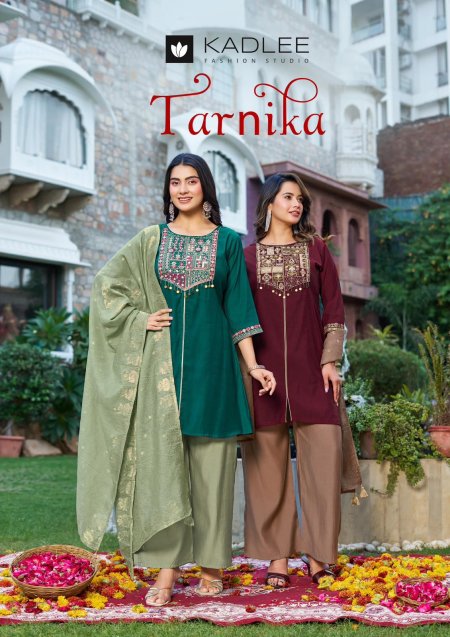Tarnika By Kadlee Roman Silk Kurti With Bottom Dupatta 